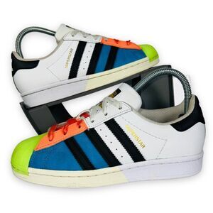 adidas Superstar White Black Blue Orange Sneakers